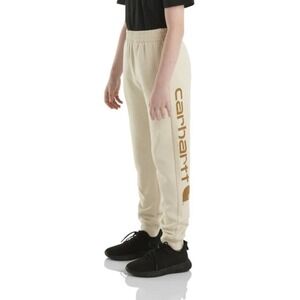Carhartt Fleece Logo Kids Unisex Beige Sweatpants‎ With Pockets Size XL (18-20)